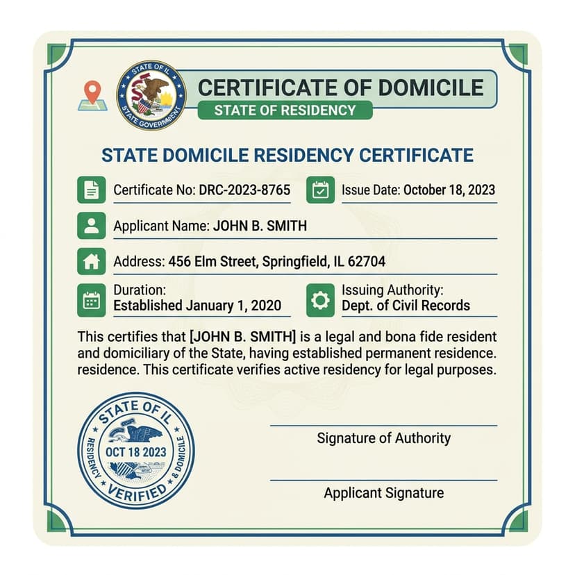 Domicile Certificate Application Sample