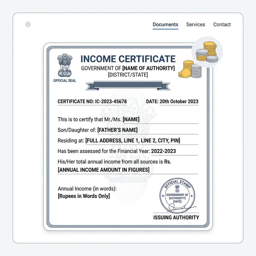 Income Certificate Application Sample